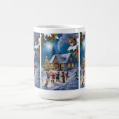 雪のクリスマス 冬の村 コーヒーマグカップ (中央)