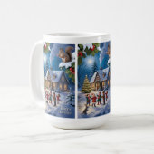 雪のクリスマス 冬の村 コーヒーマグカップ (正面左)