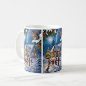 雪のクリスマス 冬の村 コーヒーマグカップ (正面左)