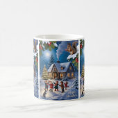 雪のクリスマス 冬の村 コーヒーマグカップ (中央)