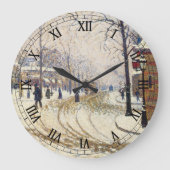 雪のクレシー大通り、パリ ポール・シニャック ラージ壁時計 (正面)