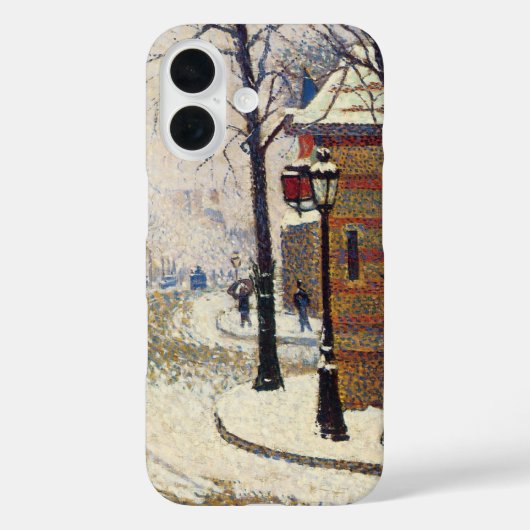 雪のクレシー大通り、パリ　ポール・シニャック Case-Mate iPhoneケース (裏面)
