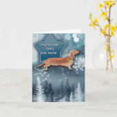 雪のグリーティングカードを介してダックスシュント カード (黄色い花)