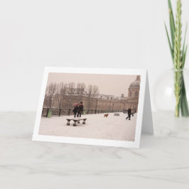 雪のグリーティングカードを介してパリの歩く カード