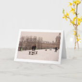 雪のグリーティングカードを介してパリの歩く カード (黄色い花)