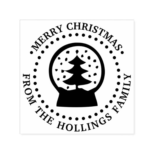 雪のグローブツリーメリークリスマスグリーティングネーム セルフインキングスタンプ (デザイン)