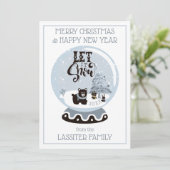 雪のグローブ森林動物クリスマスそれを雪のホー シーズンカード (スタンド正面)