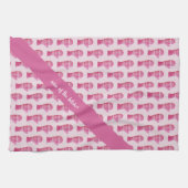 雪のグロー水色ピンクのパターン キッチンタオル (横)