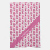 雪のグロー水色ピンクのパターン キッチンタオル (縦)