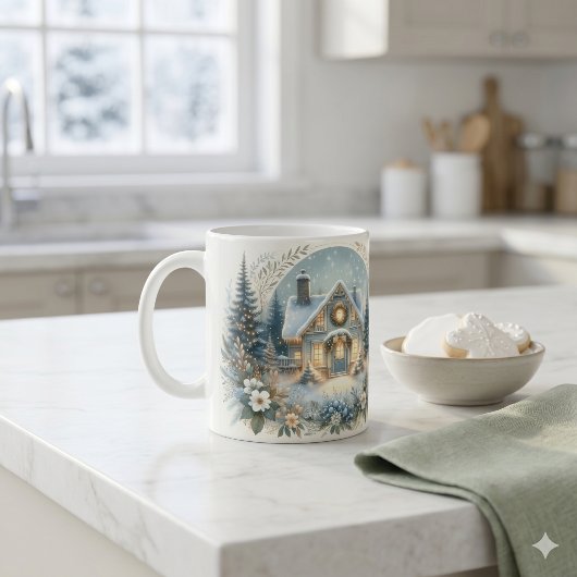 雪のコテージの光景 コーヒーマグカップ