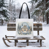 雪のコテージの光景 トートバッグ