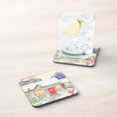 雪のコテージウォーター絵画カラー コースター (右側)