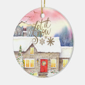 雪のコテージウォーター絵画カラー セラミックオーナメント (左)