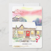 雪のコテージクリスマスニューイヤーパーティの招待状 招待状 (裏面)