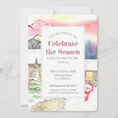 雪のコテージクリスマスニューイヤーパーティの招待状 招待状 (正面)