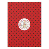 雪のコテージクリスマスレッドブルーハートパターン テーブルクロス (正面)