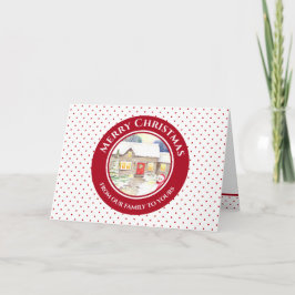 雪のコテージメリークリスマス家族 カード