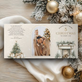 雪のコテージ冬の村4写真クリスマス 三つ折りクリスマスカード