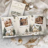 雪のコテージ冬の村4写真クリスマス 三つ折りクリスマスカード