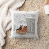 雪のコーギー クッション (ブランケット)