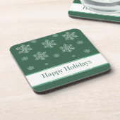 雪のコースターをセット、緑 コースター (左側)