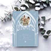 雪のゴシック冬の童話の青い上品な写真 シーズンカード