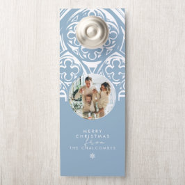 雪のゴシック冬の童話クリスマスフォトブルー ドアノブサイン