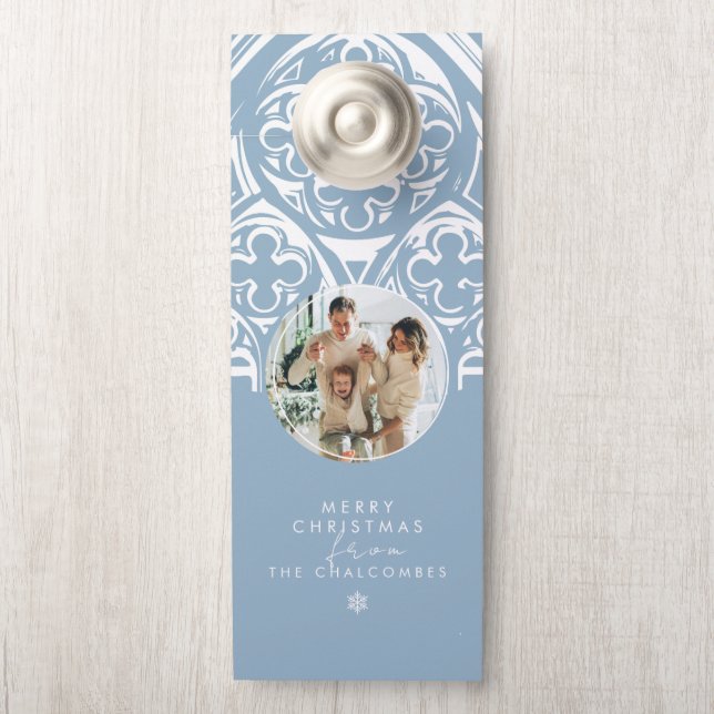 雪のゴシック冬の童話クリスマスフォトブルー ドアノブサイン (ノブ)