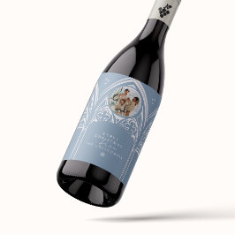 雪のゴシック冬の童話クリスマスフォトブルー ワインラベル