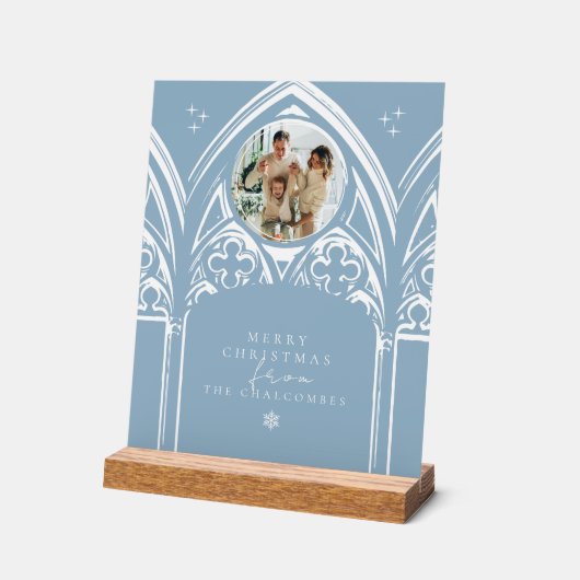 雪のゴシック冬の童話クリスマスフォト アクリルサイン (傾斜)