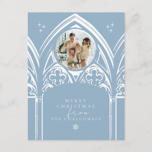雪のゴシック冬の童話クリスマスフォト シーズンポストカード (正面)