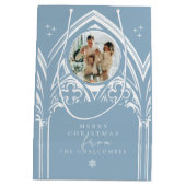 雪のゴシック冬の童話クリスマスフォト ミディアムペーパーバッグ (裏面)