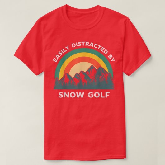 雪のゴルフのウィンタースポーツに容易おもしろいに気を取られる Tシャツ (デザイン正面)