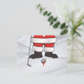 雪のゴルフを遊んでいるサンタクロース シーズンポストカード (スタンド正面)