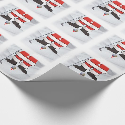 雪のゴルフを遊んでいるサンタクロース ラッピングペーパー (角)