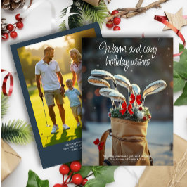 雪のゴルフ冬のシーズンWishe ・家族写真海軍 シーズンカード