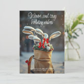 雪のゴルフ冬の季節の願い・家族写真の赤 シーズンカード (スタンド正面)