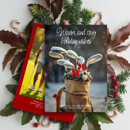 雪のゴルフ冬の季節の願い・家族写真の赤 シーズンカード