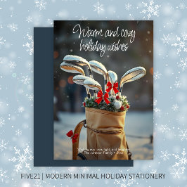 雪のゴルフ冬の季節の願い・ Navy Blue シーズンカード