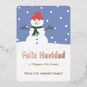 雪のサンタさん、クリスマスおめでとう、そして良いお年を！ 箔シーズンカード (正面)