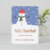 雪のサンタさん、クリスマスおめでとう、そして良いお年を！ 箔シーズンカード (立ち正面)