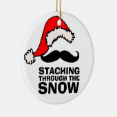 雪のサンタの髭のオーナメントを通したStaching セラミックオーナメント (右)