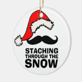 雪のサンタの髭のオーナメントを通したStaching セラミックオーナメント (左)