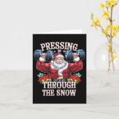 雪のサンタクロースのクリスマスギーを押し通す カード (黄色い花)