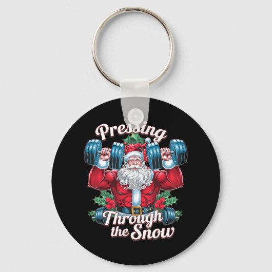 雪のサンタクロースのクリスマスギーを押し通す キーホルダー (正面)