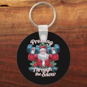 雪のサンタクロースのクリスマスギーを押し通す キーホルダー (正面)