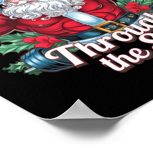 雪のサンタクロースのクリスマスギーを押し通す ポスター (角)