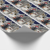 雪のサンタハットに座っているドイツの羊飼いの犬 ラッピングペーパー (角)