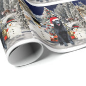 雪のサンタハットに座っているドイツの羊飼いの犬 ラッピングペーパー (ロールコーナー)