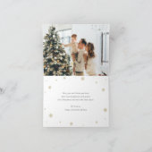 雪のサンタファミリーフォトパープルメリークリスマス シーズンカード (内部)